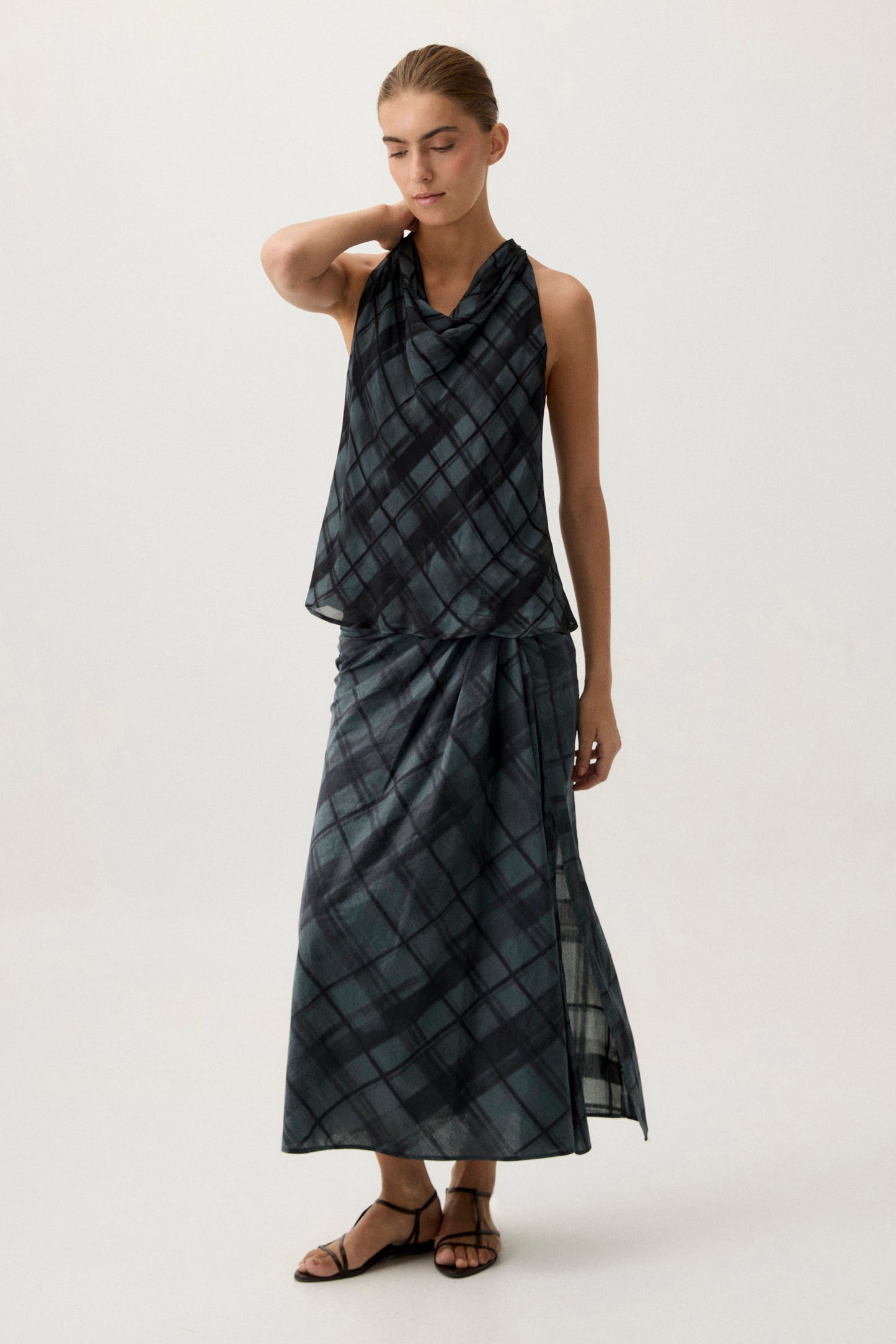 FAYE Plaid Skirt Blue