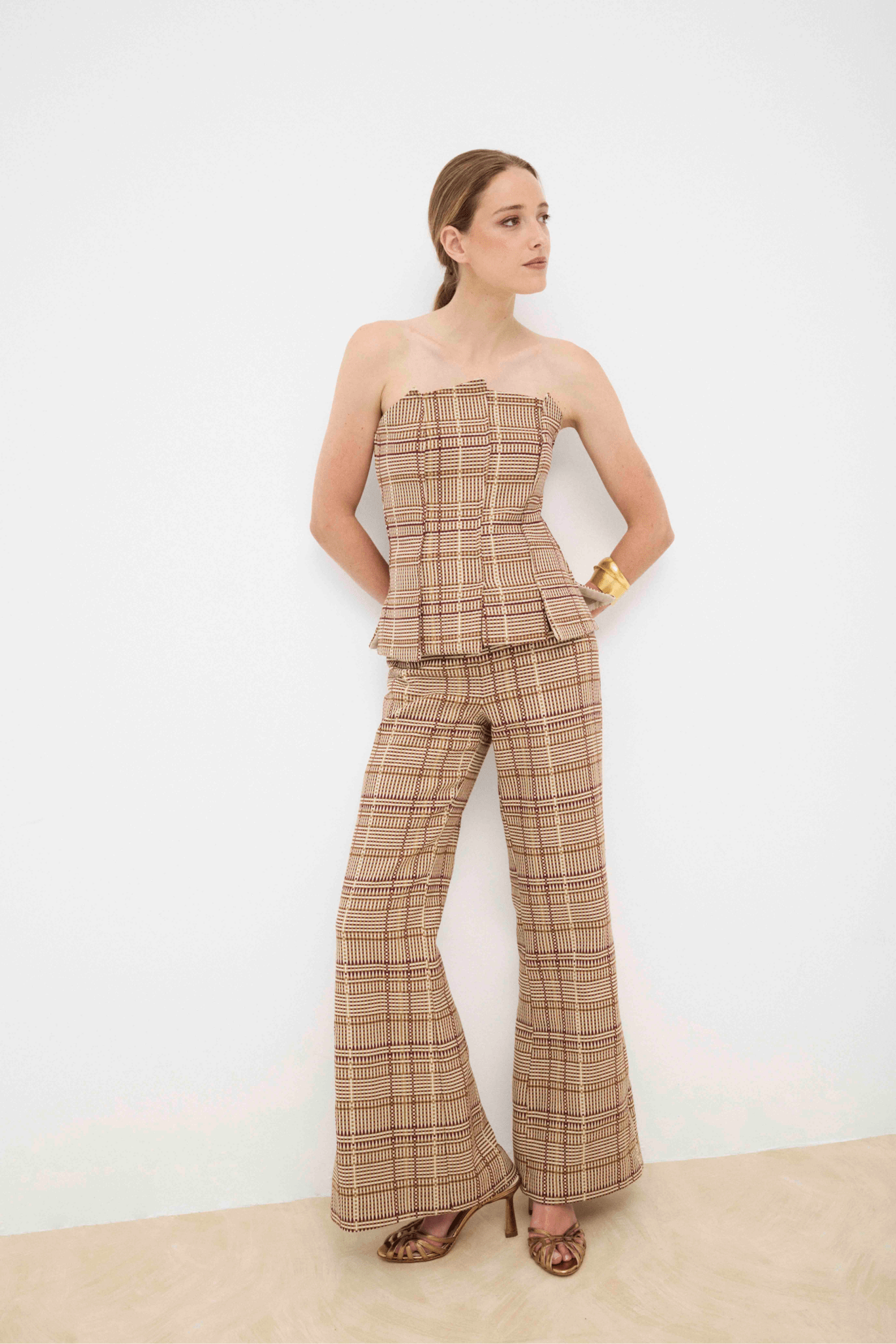 Pantalón YARA Cuadros Beige - BIMANI
