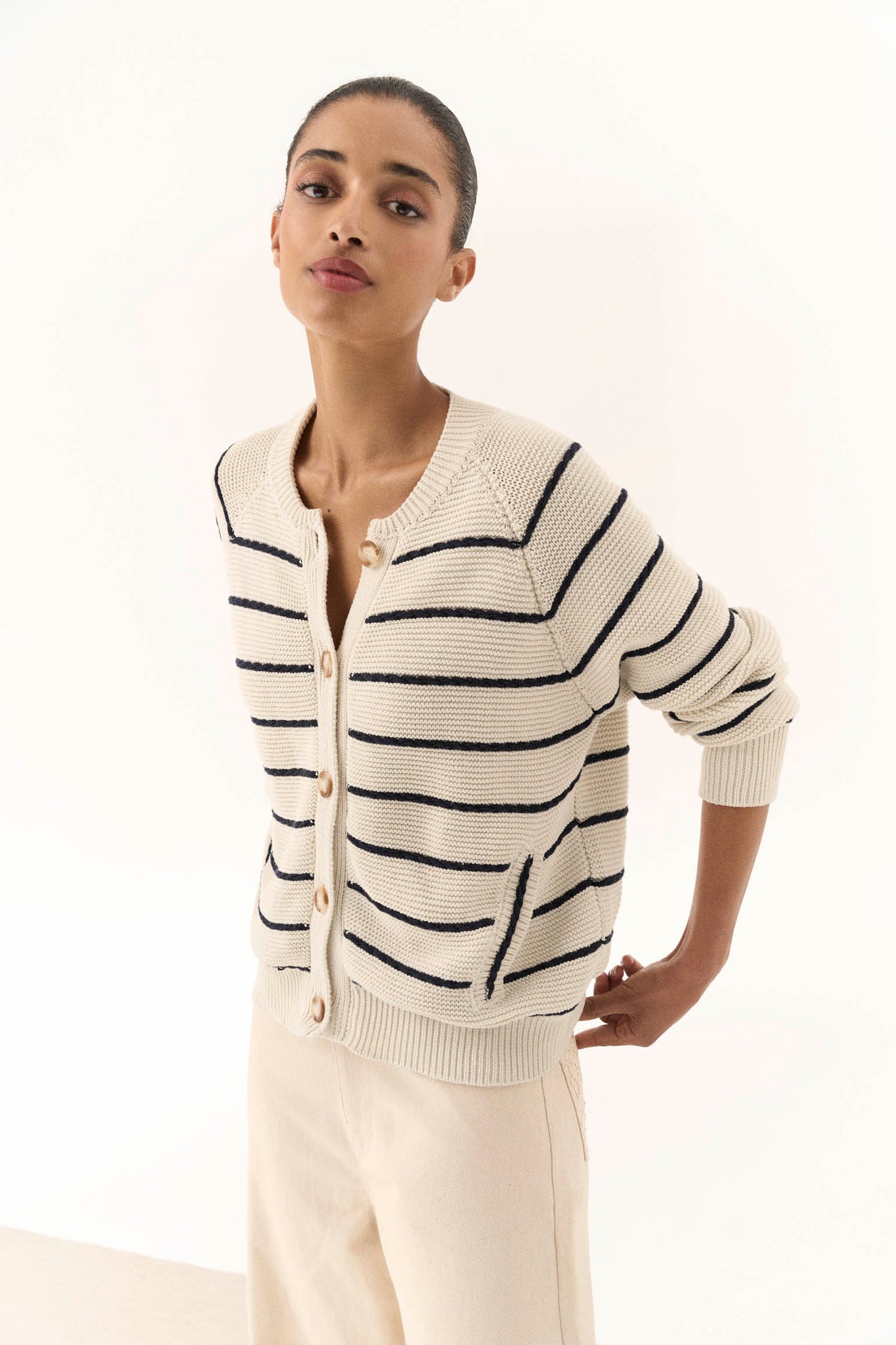 Cardigan SILAS Rayas Azul - BIMANI