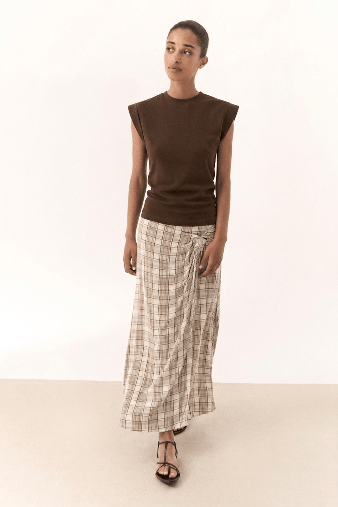 Falda BELLARIA Cuadros Camel - BIMANI