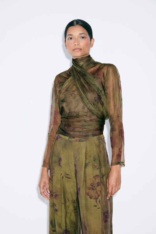 ADELA Blouse Olive Print
