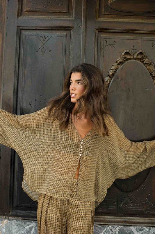 Blusa ELYA Estampado Khaki - BIMANI