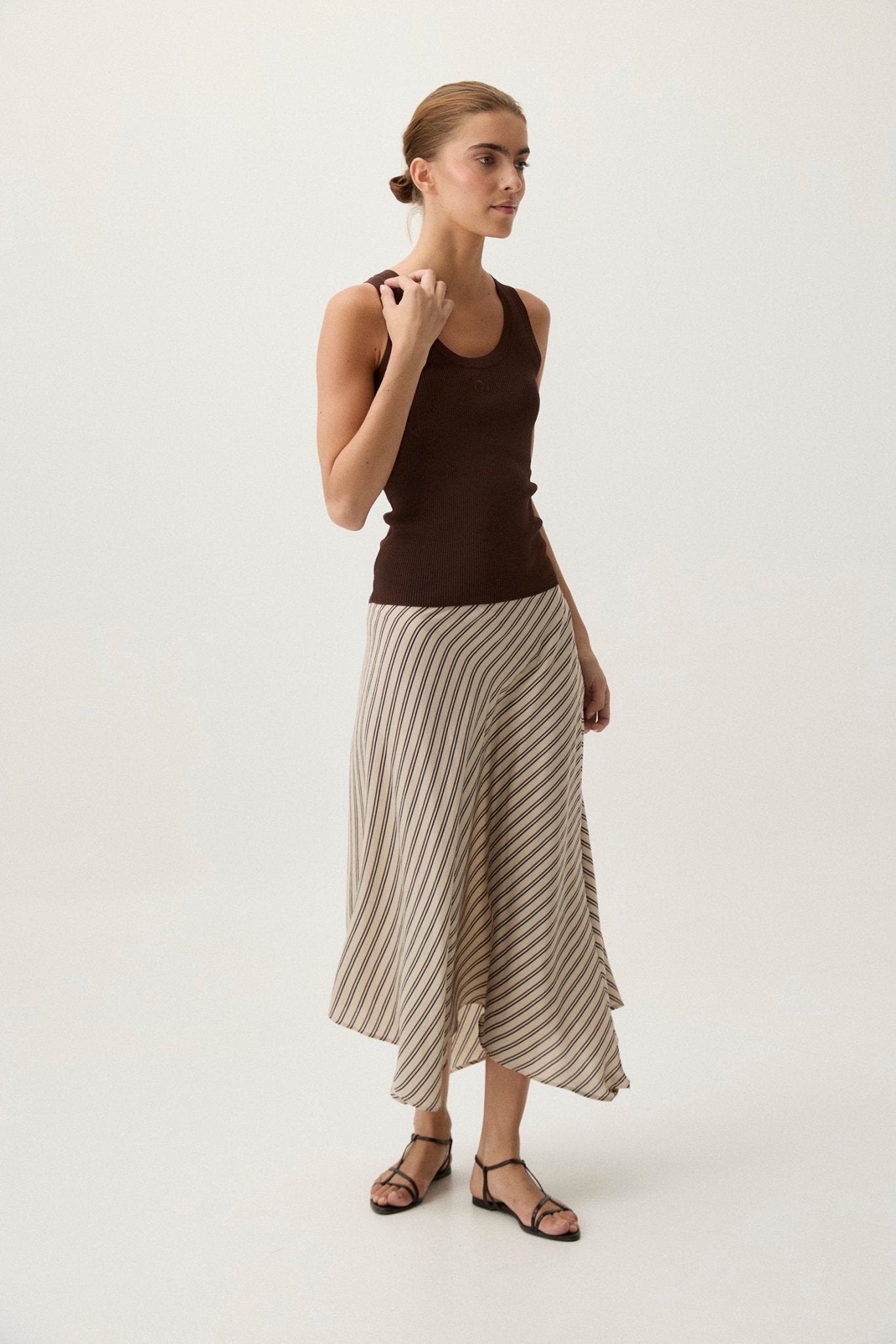 Falda AVEL Rayas Beige - BIMANI