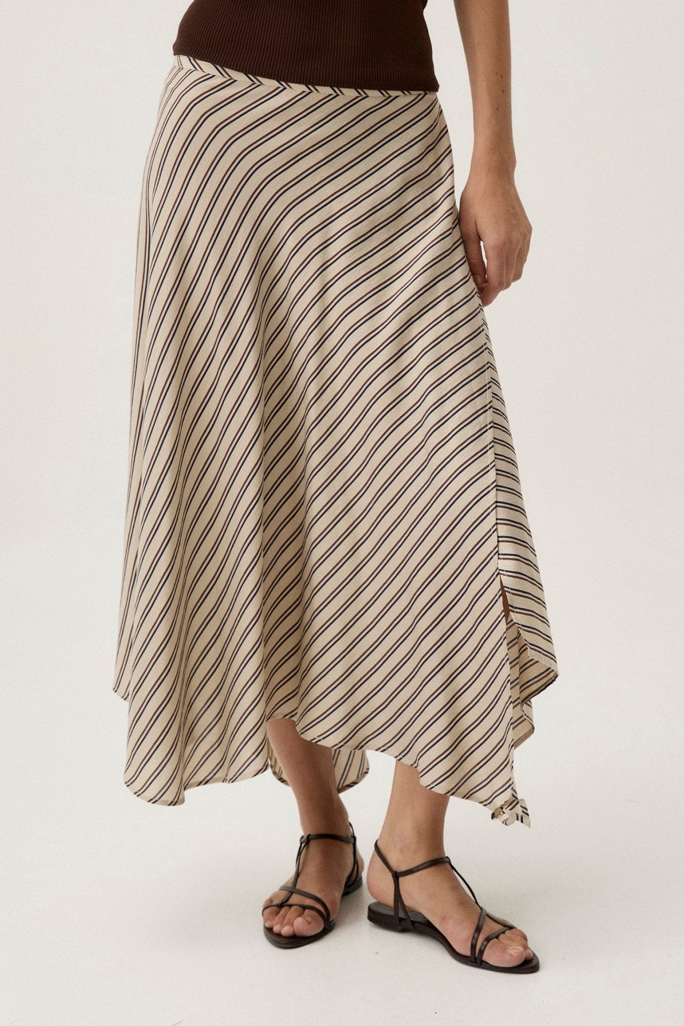 Falda AVEL Rayas Beige - BIMANI
