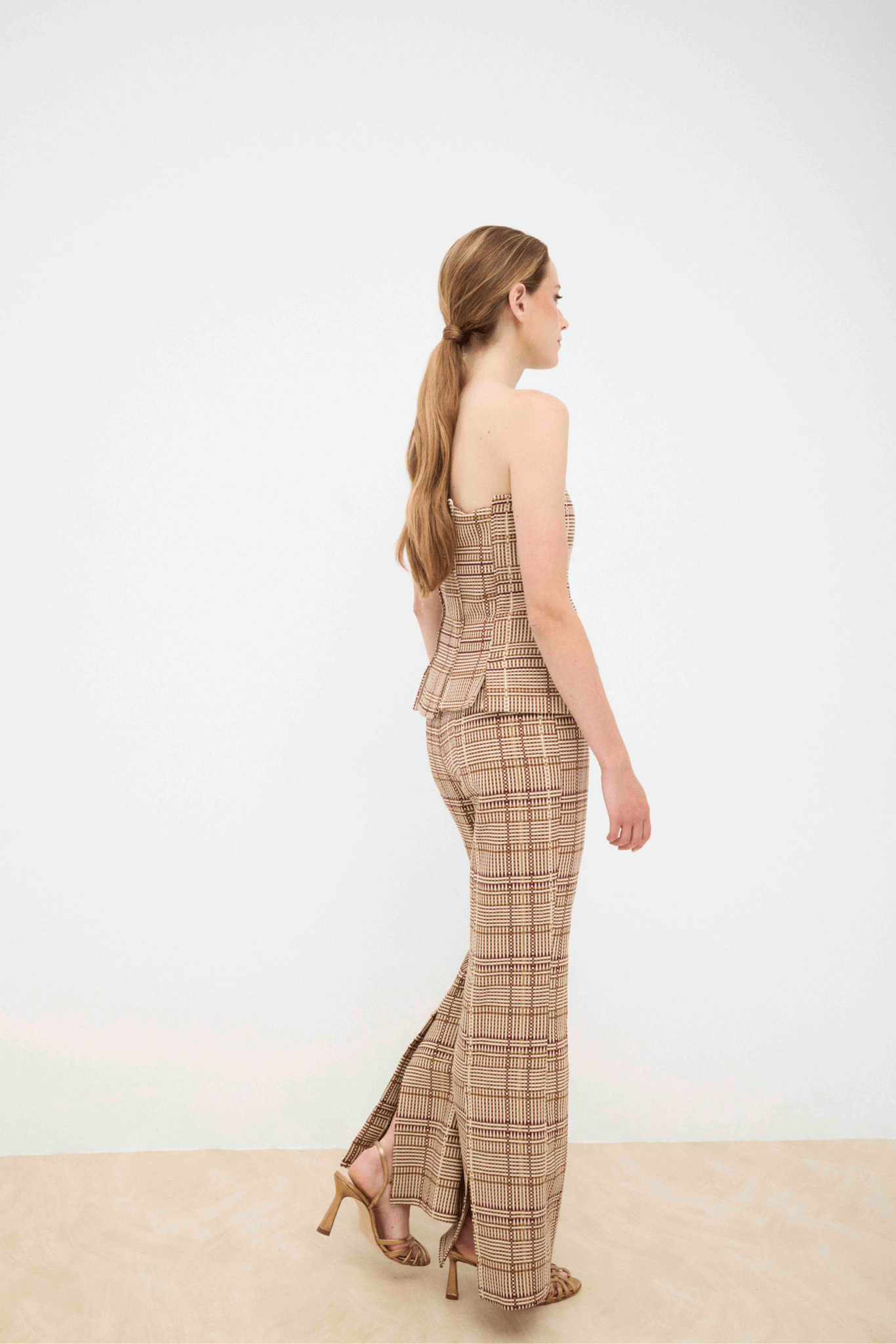 Pantalón YARA Cuadros Beige - BIMANI